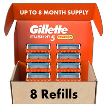 Load image into Gallery viewer, Gillette Fusion5 Power Mens Razor Blade Refills, 8 Count, Lubrastrip for a More Comfortable Shave,Gillette Fusion 5 Blades Refills, Gillette Razors for Men, Gillette Fusion 5, gadgets
